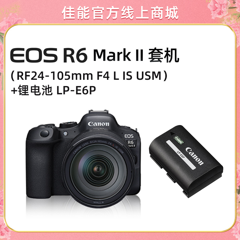 EOS R6 Mark II套机RF24-105mm F4 L IS USM+锂电池 LP-E6P